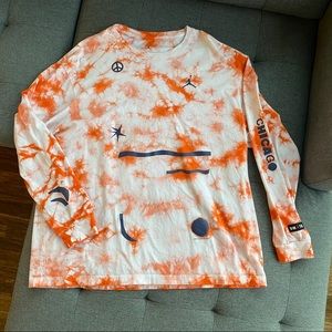 Nike Jordan Long Sleeve Crew Tie Dye Orange White